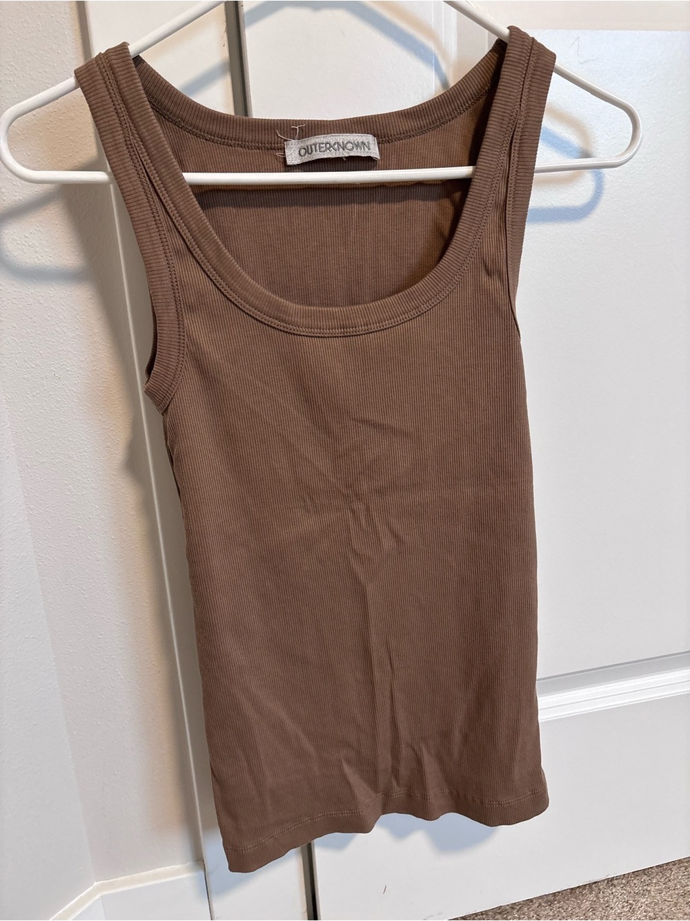 Outerknown Chocolate Brown Ribbed Tank Top - Scoop Neck